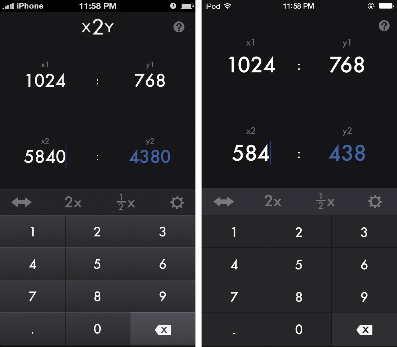 x2y in its current form on the Left. Proposed redesign for iOS 7on the right.