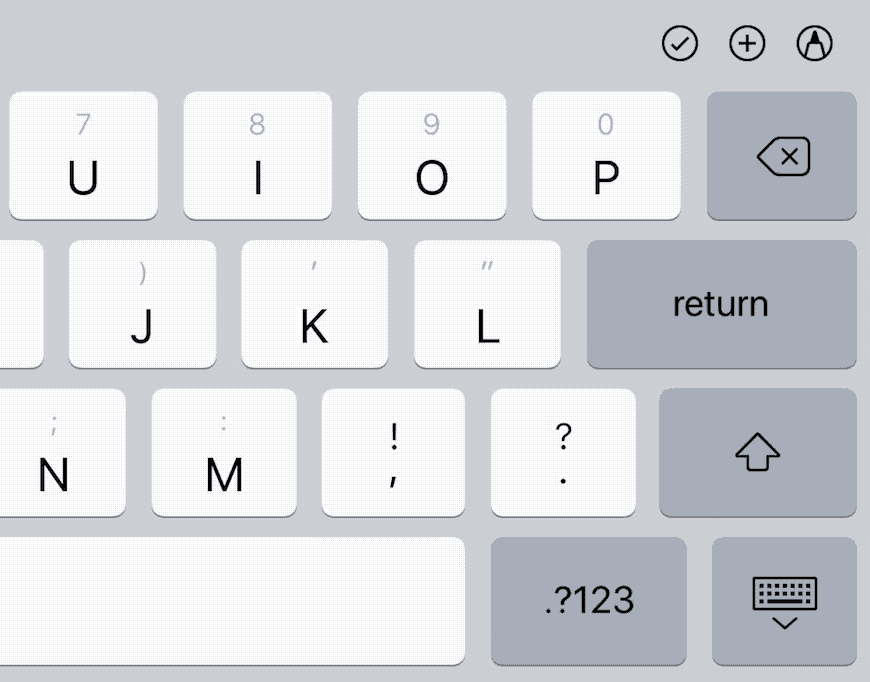 iOS keyboard swipe down gesture on K and L keys